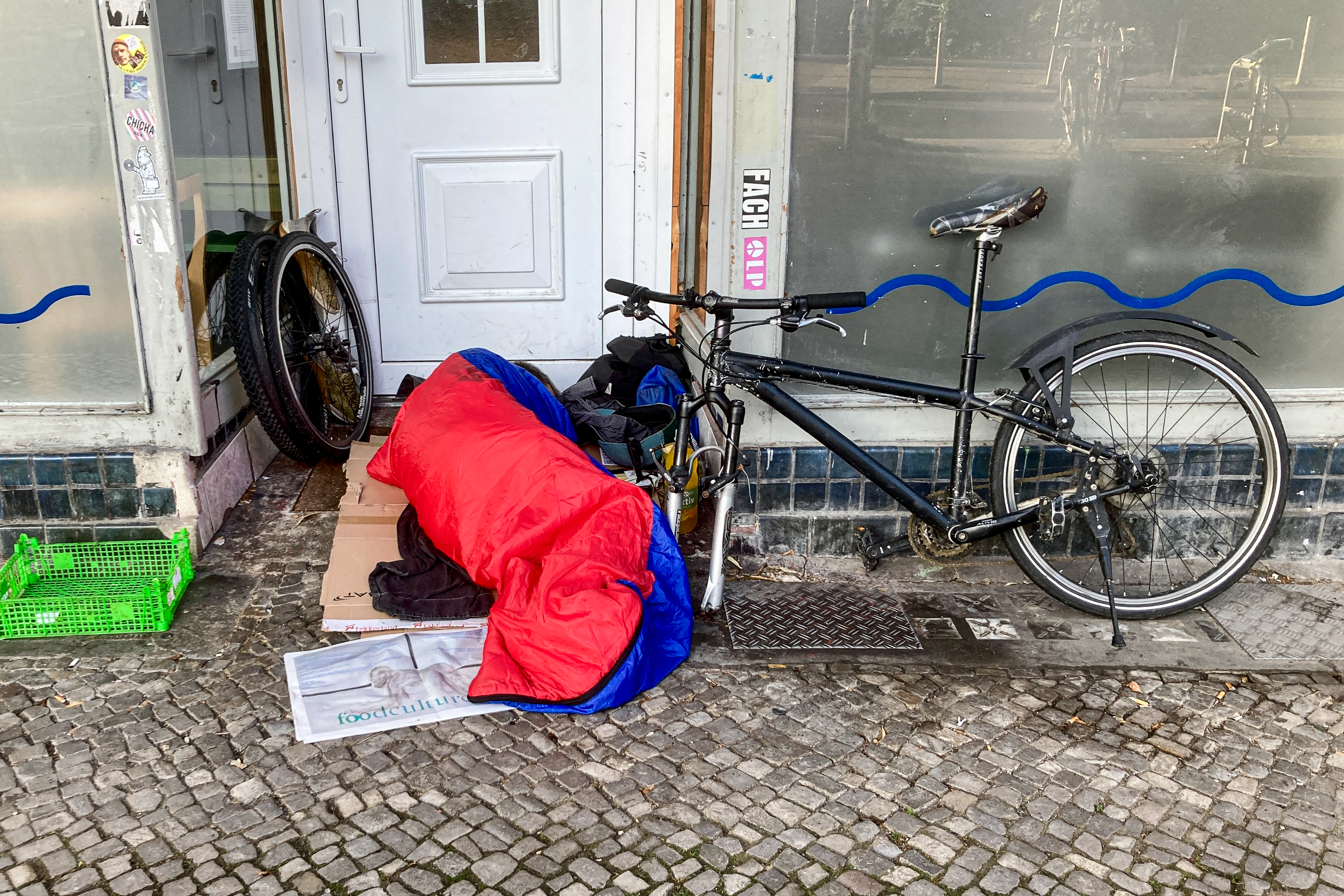 Obdachloser vor Praxis